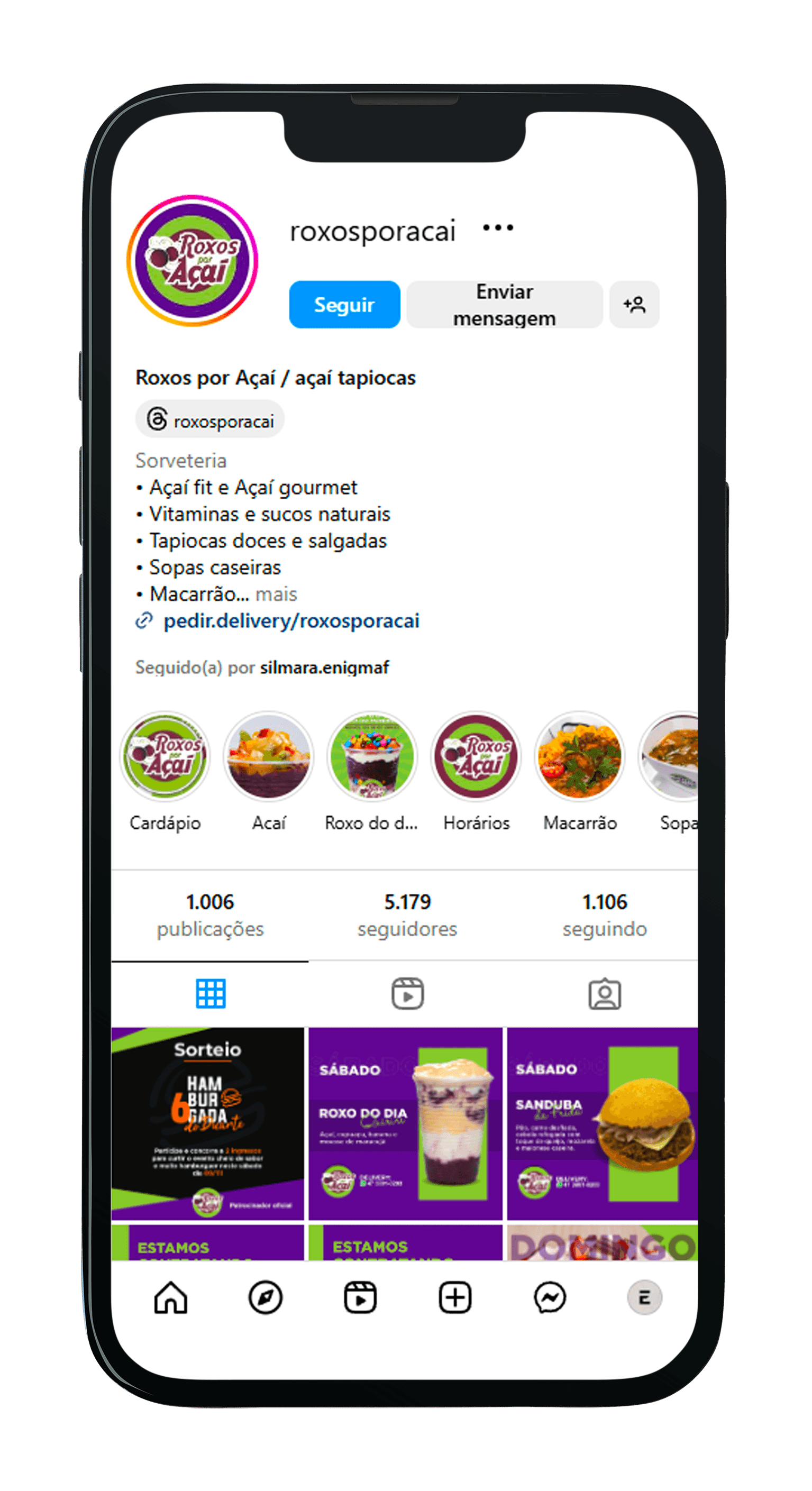 celular roxos por açaí